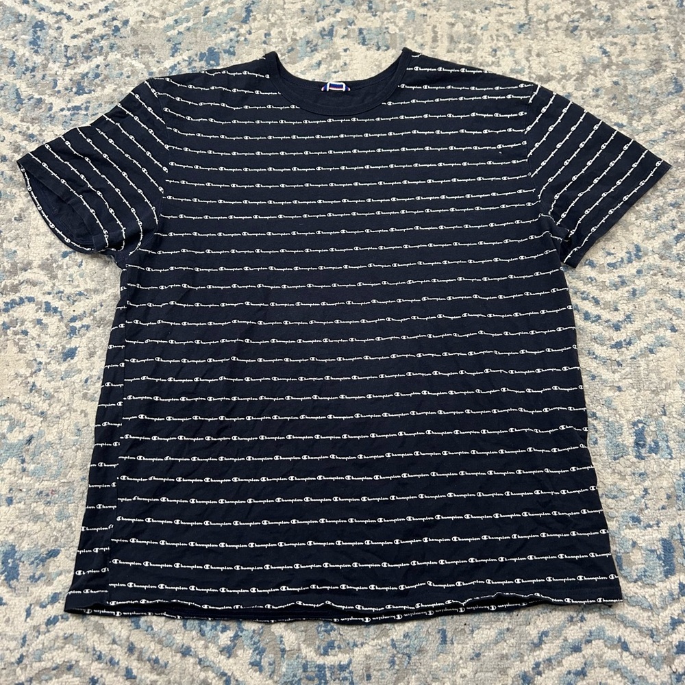 Champion Navy and White Patterned Men's Tee